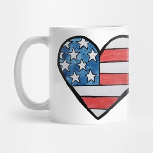 American Flag Heart Mug